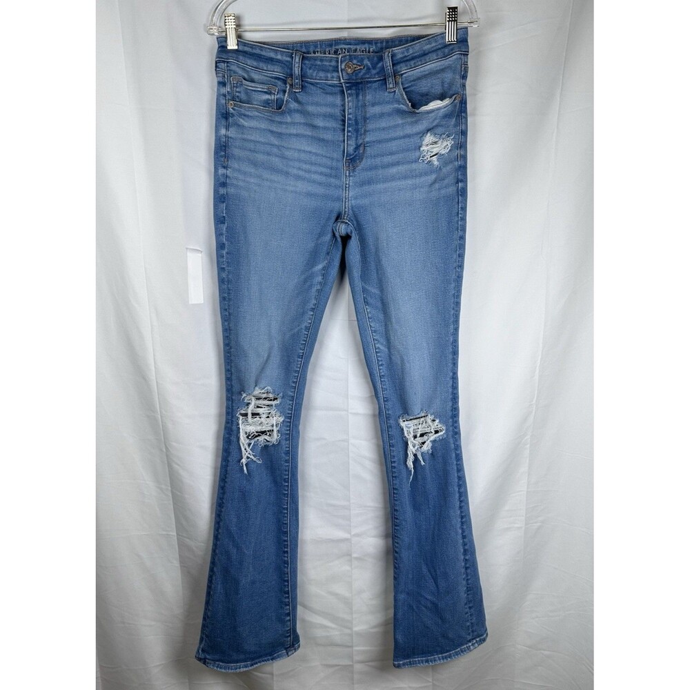 American Eagle High-Rise Skinny Kick Jeans 28 X-Long Distressed Ripped Knees